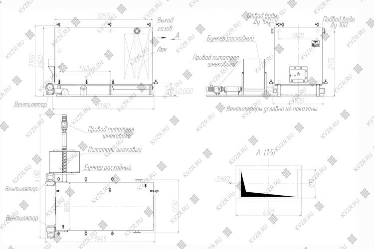 Котел на пеллетах 1250 кВт чертеж